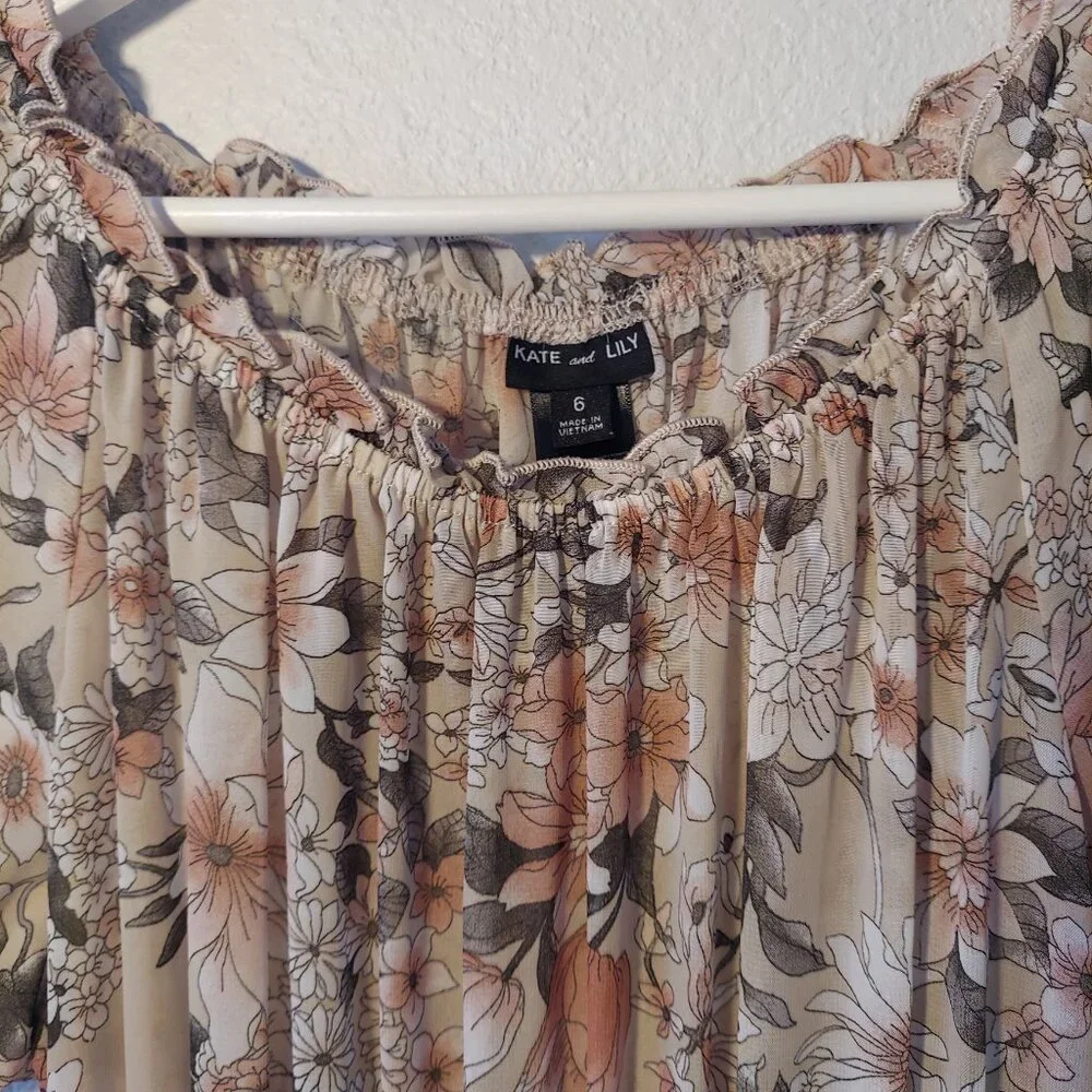 Kate & Lily Floral Smocked Midi Dress | Size 6 - Picture 6 of 9